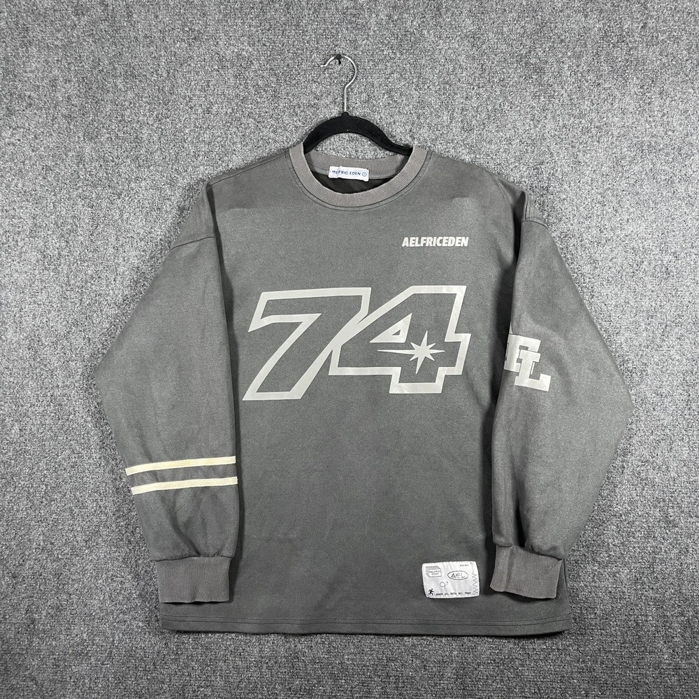 Aelfric Eden 74 Crewneck Pullover Sweatshirt Gray Mens Size Small #2557